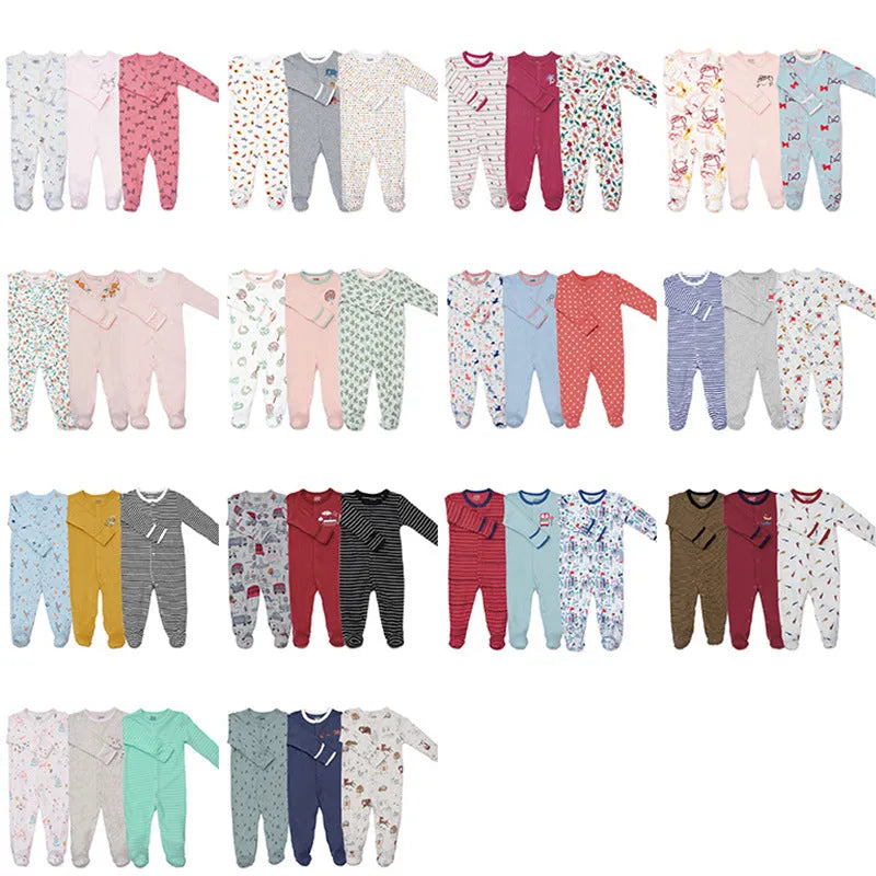 Baby cotton three-piece suit with long sleeves, Harajuku style, available in 14 colours and sizes 0-12 months
