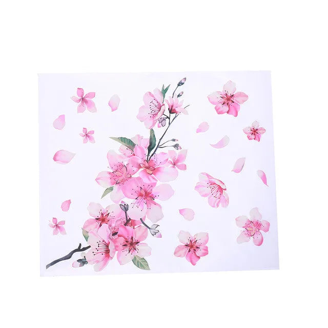 A cherry blossom flower pattern vinyl car sticker on a transparent background.