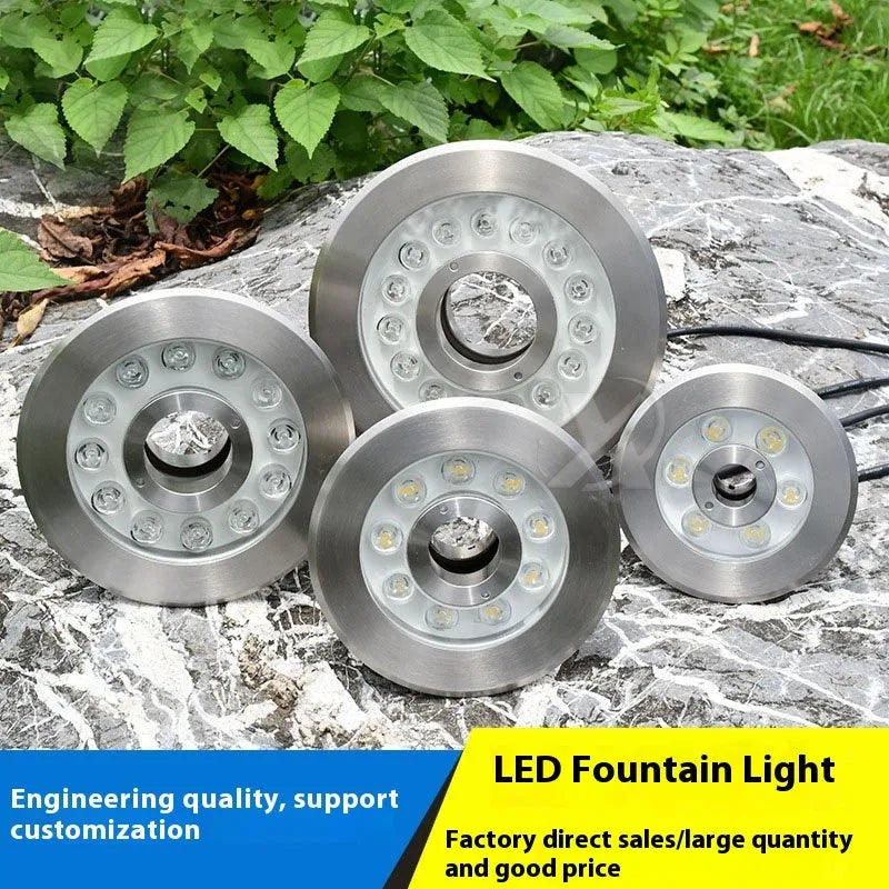 Aluminium alloy underwater lamp for garden and courtyard lighting with 12W power