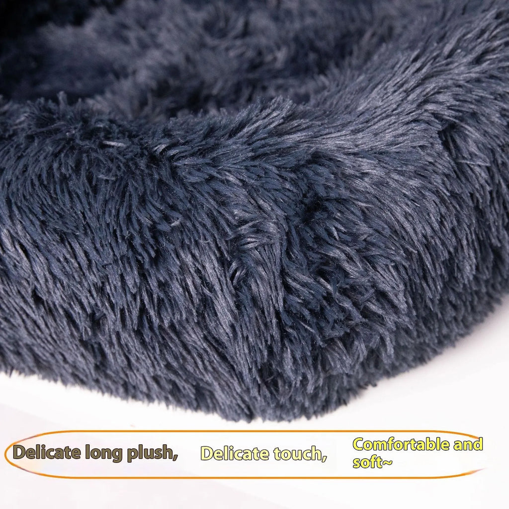 Winter thicken thermal vehicle-mounted pet mat in beige colour on a car seat, showing 50cm high padded sides and cloth material.