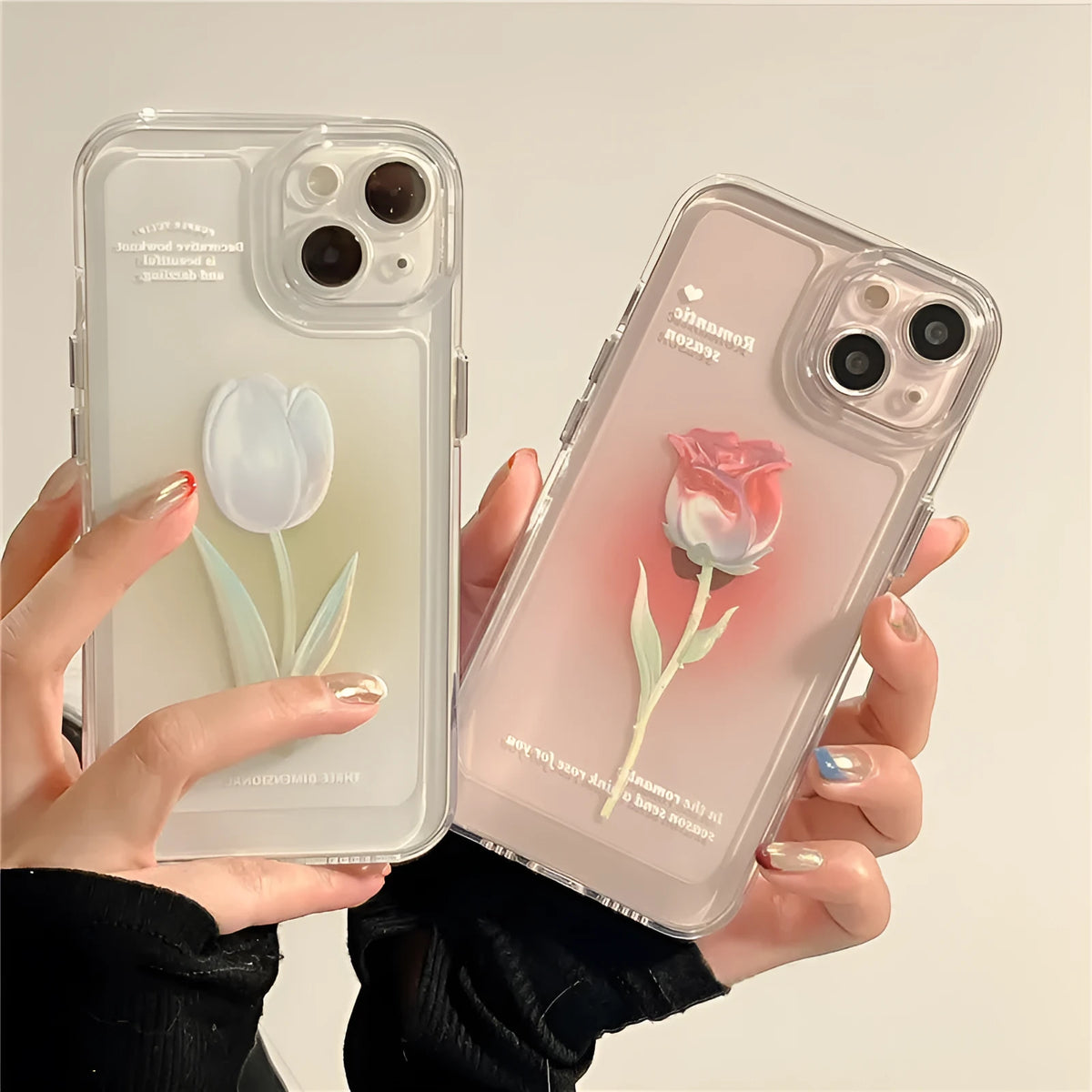 All-inclusive TPU phone case for Apple iPhone in gradient rose and tulip colours showing full coverage protection