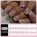 24 white plaid pattern false nail tips with adhesive backing