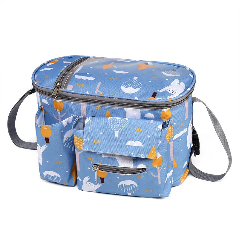 Oxford cloth stroller hang bag in black, blue, green or grey, 30 x 15 x 20 cm, with one shoulder multi-function strap