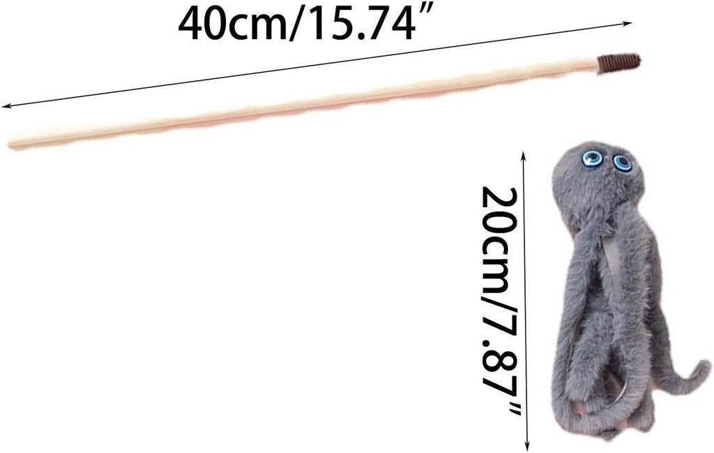 Octopus-themed cat toy on a 40cm stick in bright colours for indoor kitten play