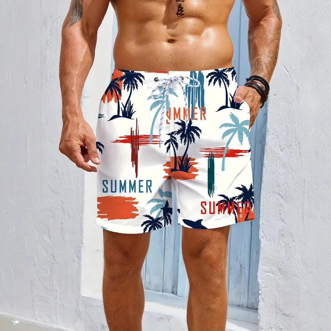 Men's micro-elastic quick-drying swimming trunks in polyester fabric available in multiple colours