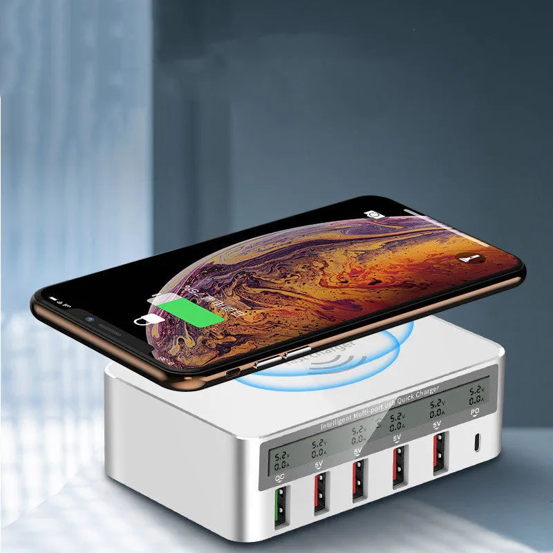 QC30 Fast Charge 6-port 50W desktop USB charger unit on a table