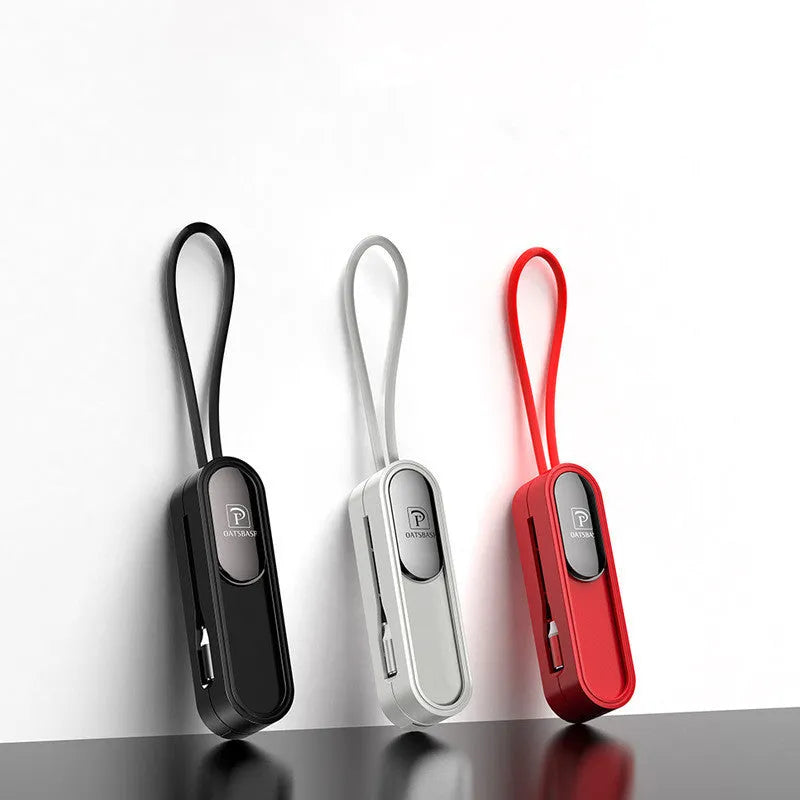 Magnetic three-in-one USB charging cable in black, white, or red measuring 0.4 metres with multiple connection options