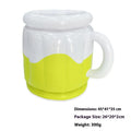 Yellow inflatable PVC ice bucket for beer steins, showing 30cm height and 25cm diameter when inflated