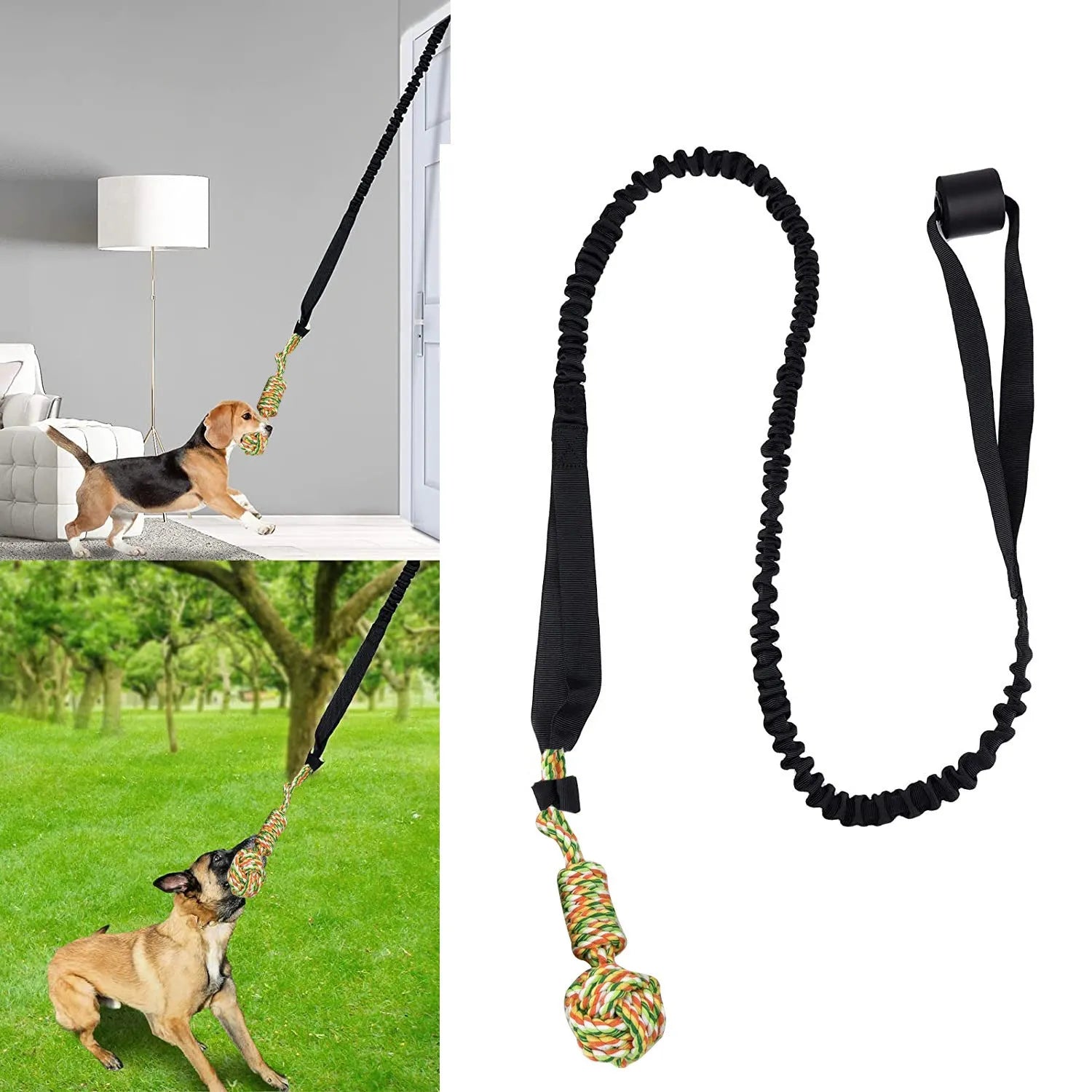 45cm cotton tug of war rope for dogs in black, grey, and red colour options