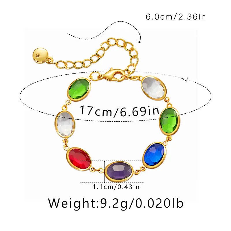Geometric copper bracelet with blue inlaid glass elliptical design for women.