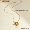 Long gold-plated necklace featuring a geometric pendant on an adjustable stainless steel chain.