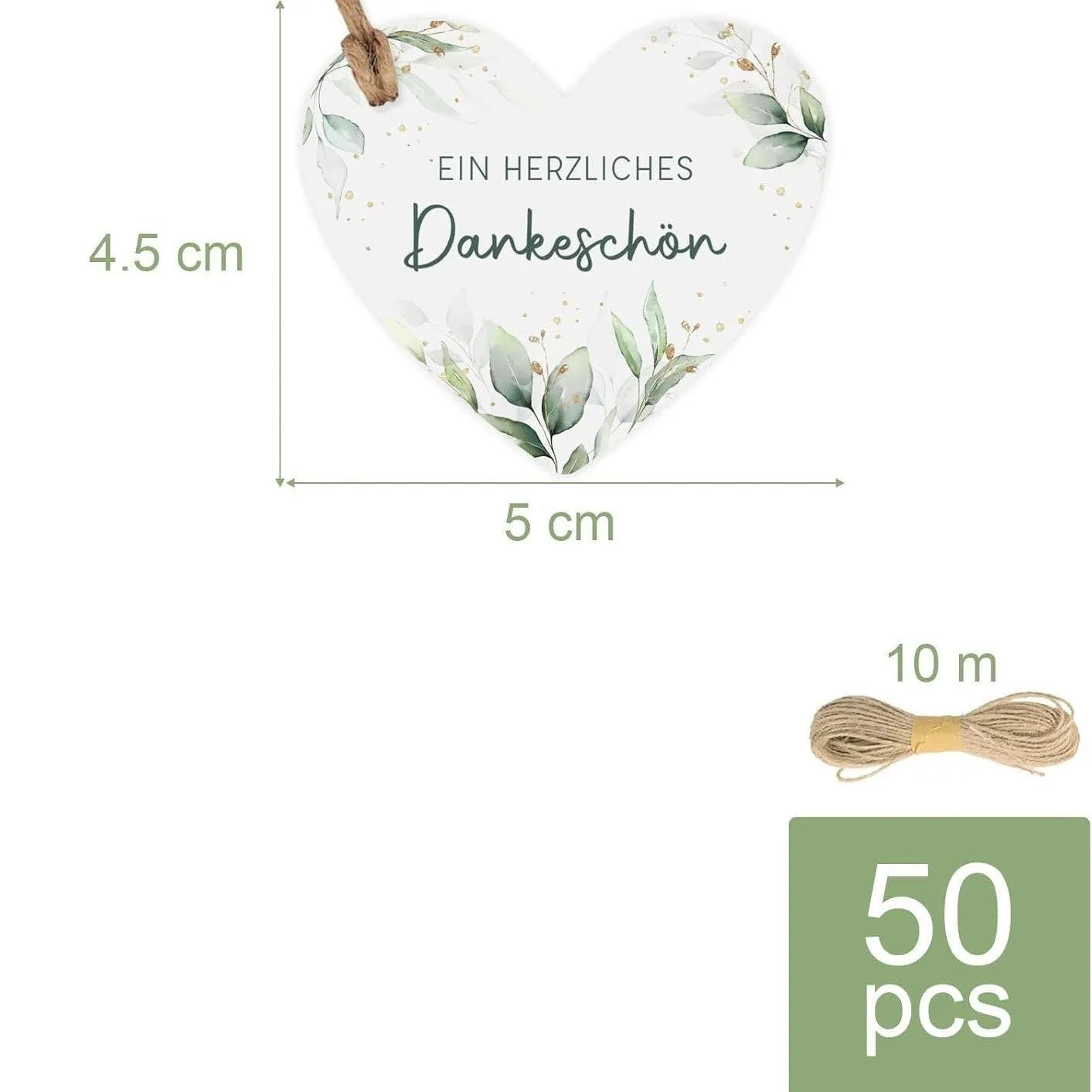 50 flower heart-shaped paper gift tags with half-handmade construction, two style options, 26g total weight