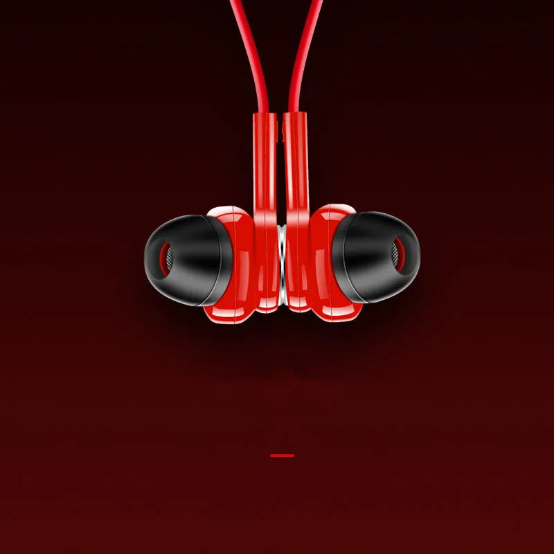 G03 neckband sports Bluetooth earphones in red, black, or white with adjustable neckband and silicone ear tips