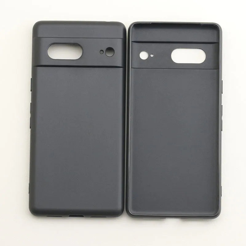 Frosted TPU phone case for Google Pixel, shockproof and anti-fingerprint, in Black or Transparent White.