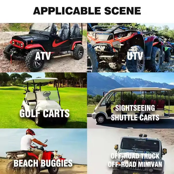 Personalized Beach Car Strip Bluetooth Audio System for golf carts and ATV vehicles showing speaker grilles and connectivity ports