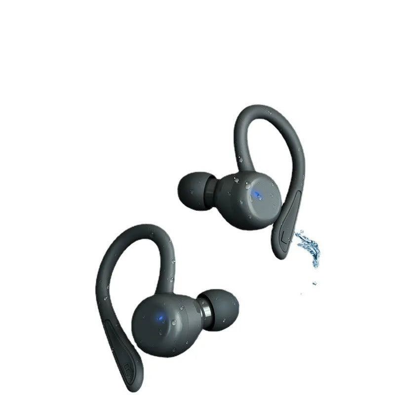 Noise-cancelling hanging ear true wireless sports headphones with removable ear hooks in multiple colour options