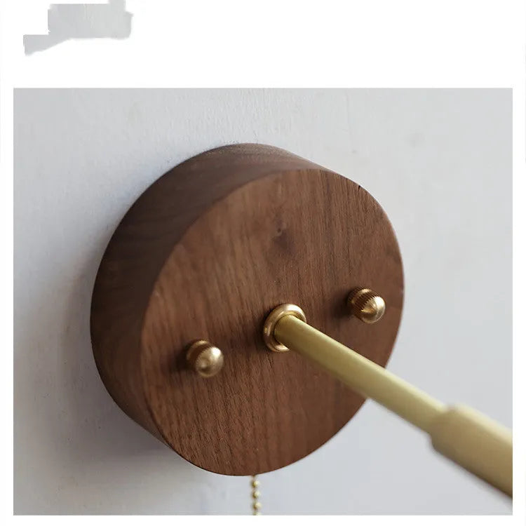 Inn Niche Nordic style wooden finish wall mounted bedside lamp with plug.