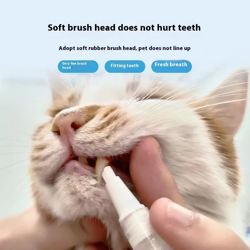 Plastic pet toothbrush pen for dogs with built-in toothpaste and rotating dispenser tail
