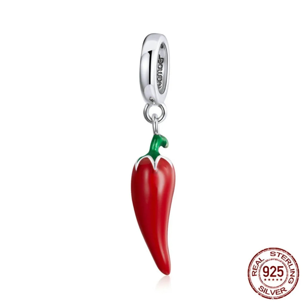Korean style pepper leaf pendant in sterling silver with electroplated BSC461 finish