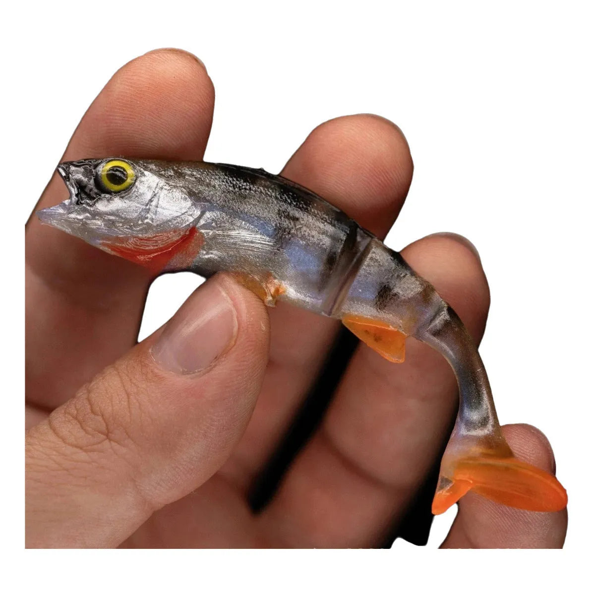 Fish T Tail soft fishing lure with scissors tail design in fish colour pattern for catfish and sea fishing
