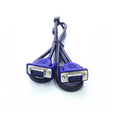 Black VGA video cable with blue moulded connectors and nickel-plated pins, length 1.5 metres.
