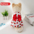 Ultra-thin polyester pet dress with floral butterfly knot in blue bow colour, size L for dogs or cats