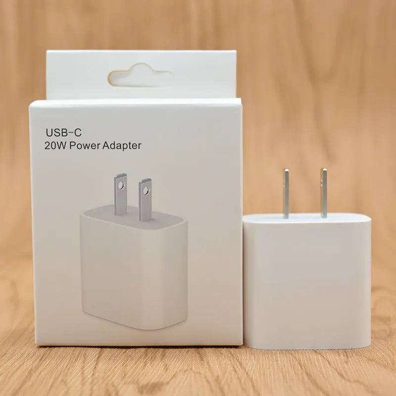 White 20W USB Type-C PD charger with international plug compatibility