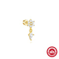 S925 sterling silver flat column ear bone stud with threaded post in gold electroplated finish