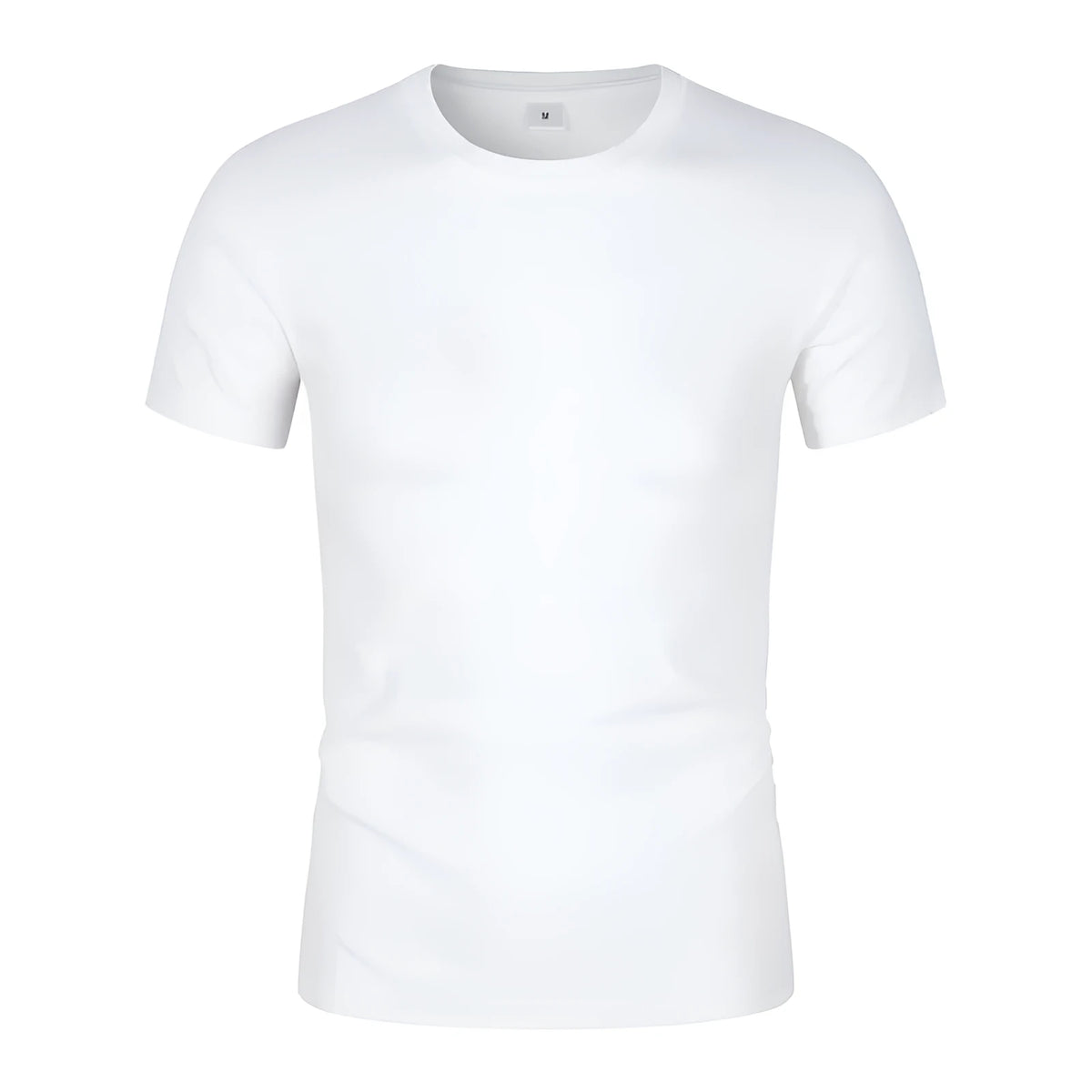 Men's solid colour CVC cotton short-sleeve t-shirt in black or white with round neck