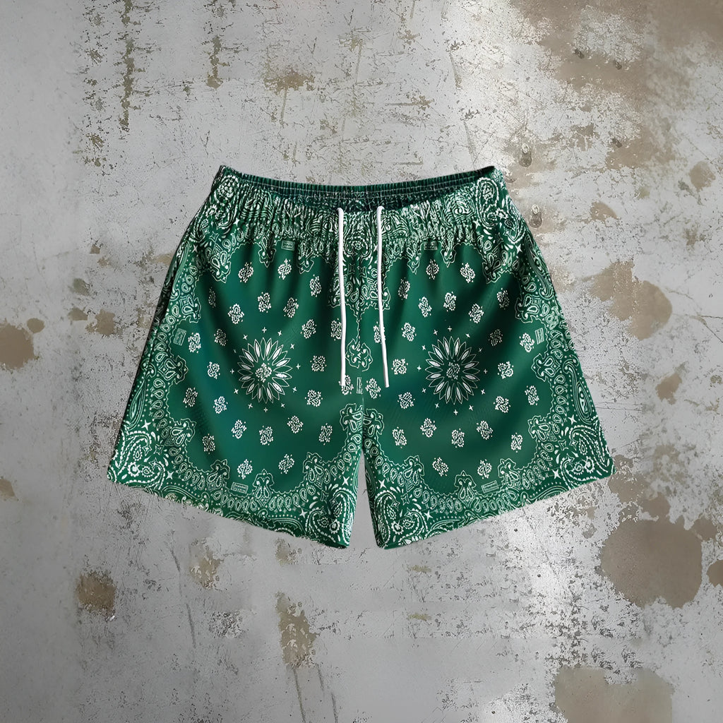 Men's quick-drying beach shorts with digital printing pattern in loose fit style