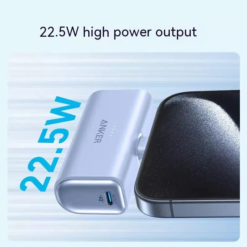 Capsule Power Bank A1653 in black, showing compact size and foldable Type-C head