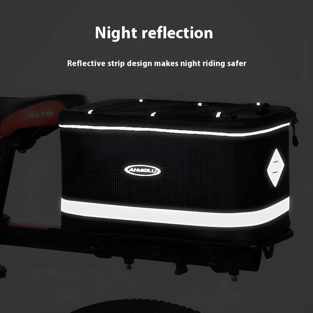 Black PU leather backseat bag for electric cars with 12L capacity for bicycle gear transport