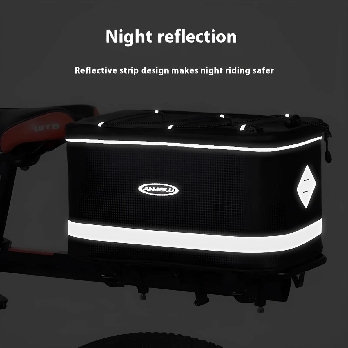 Black PU leather backseat bag for electric cars with 12L capacity for bicycle gear transport