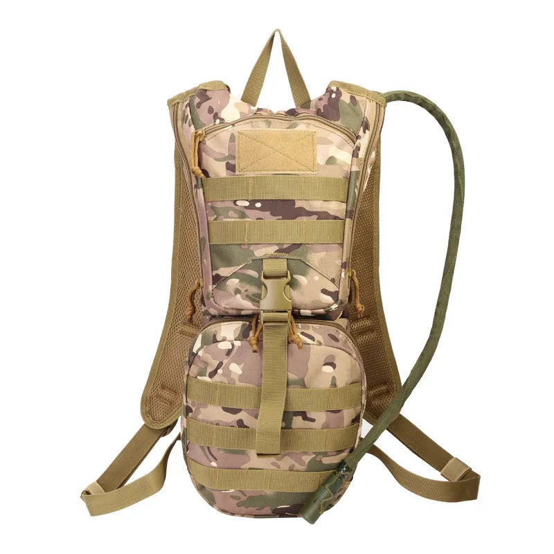 Multifunctional waterproof cycling backpack in camouflage pattern with physiological curve back plate