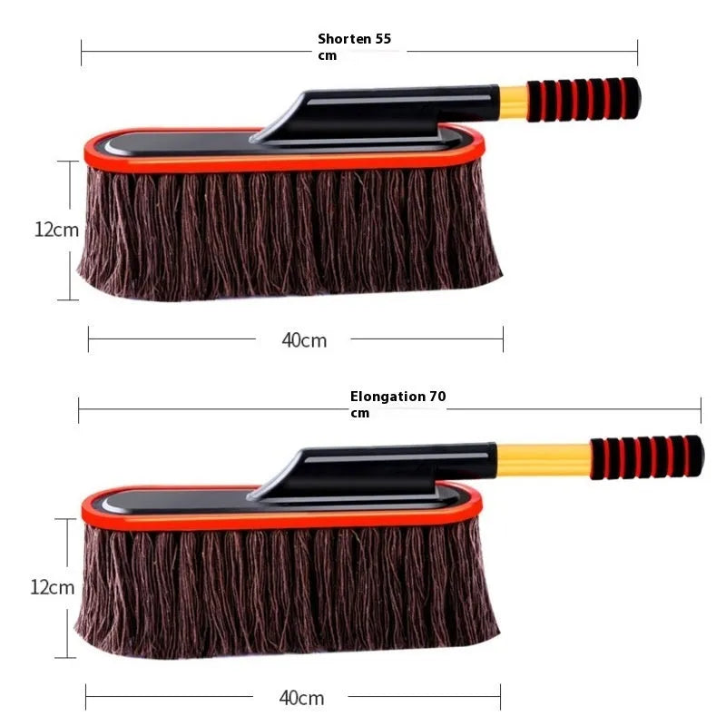 Telescopic car wash mop with alloy handle and retractable brush, Brown Line small telescopic option