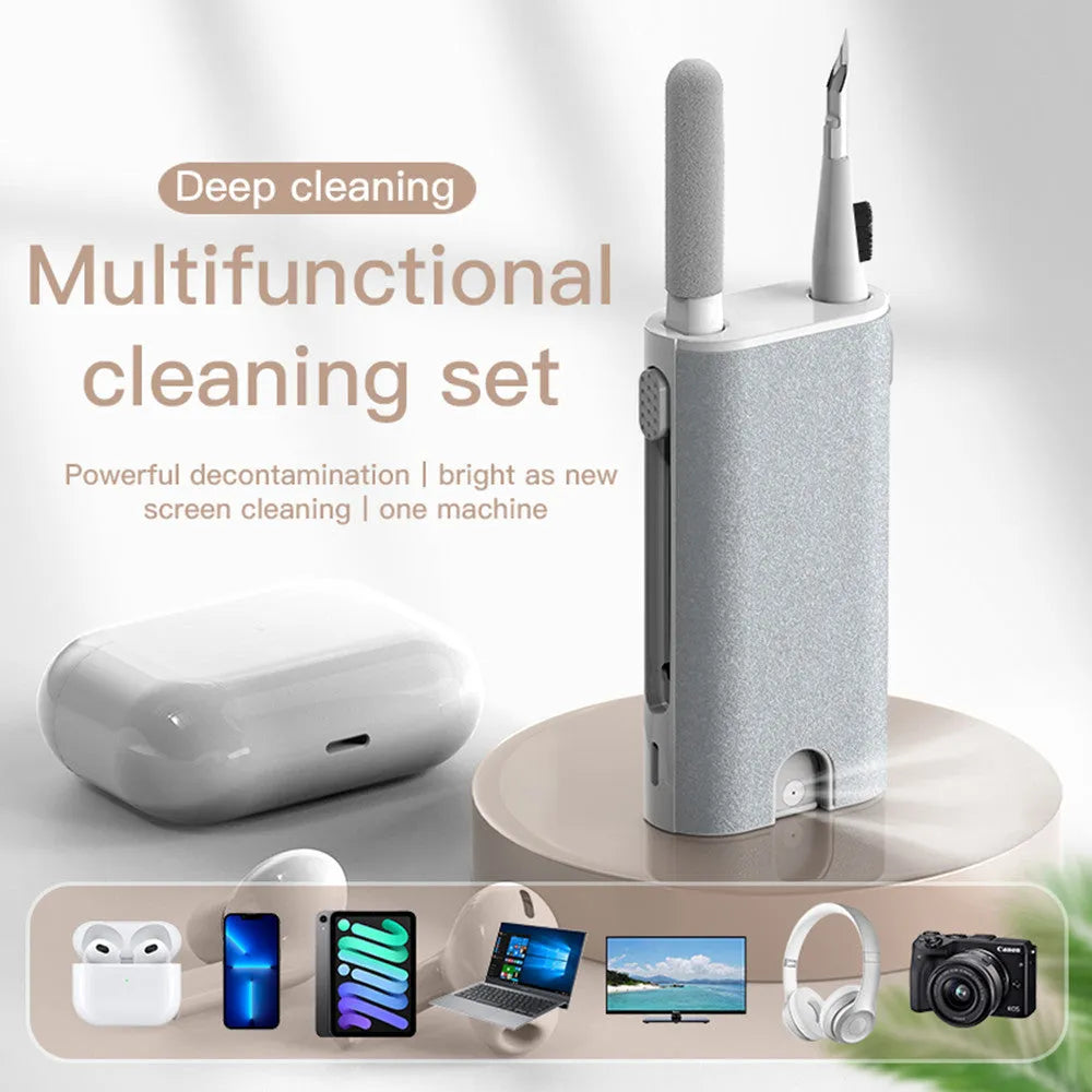 5-in-1 electronic screen cleaner kit with flocking sponge, brush and metal tip