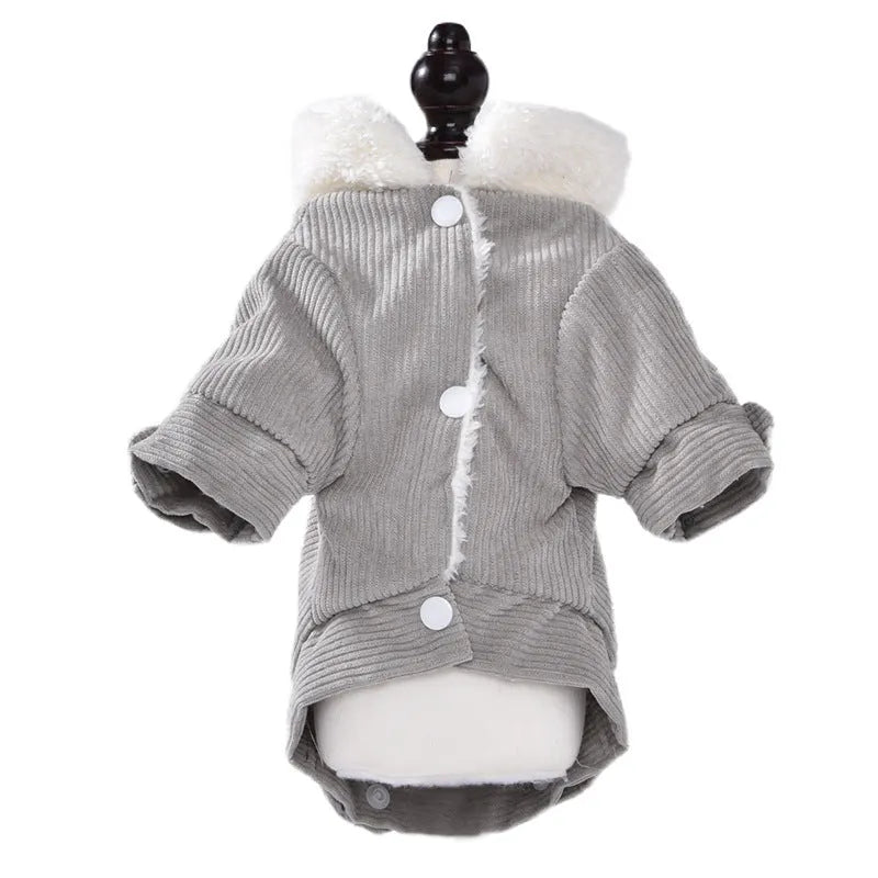 Lambswool grey dog vest with fleece padding for autumn and winter warmth