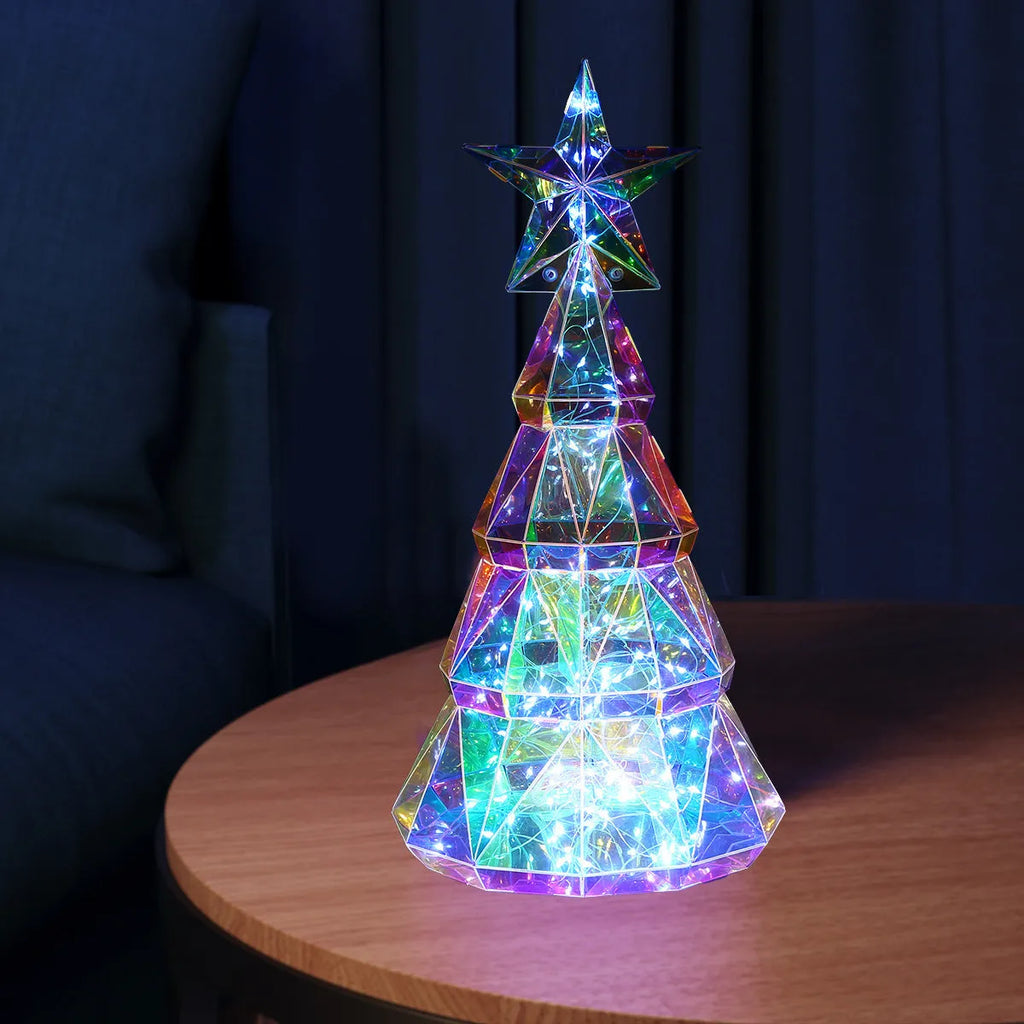 Colourful LED Christmas tree light decoration with cartoon design, measuring 14.5cm by 4.8cm by 20cm