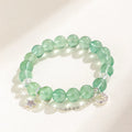 Green fluorite and white crystal women's bracelet with star moon princess design and diamond shape stones