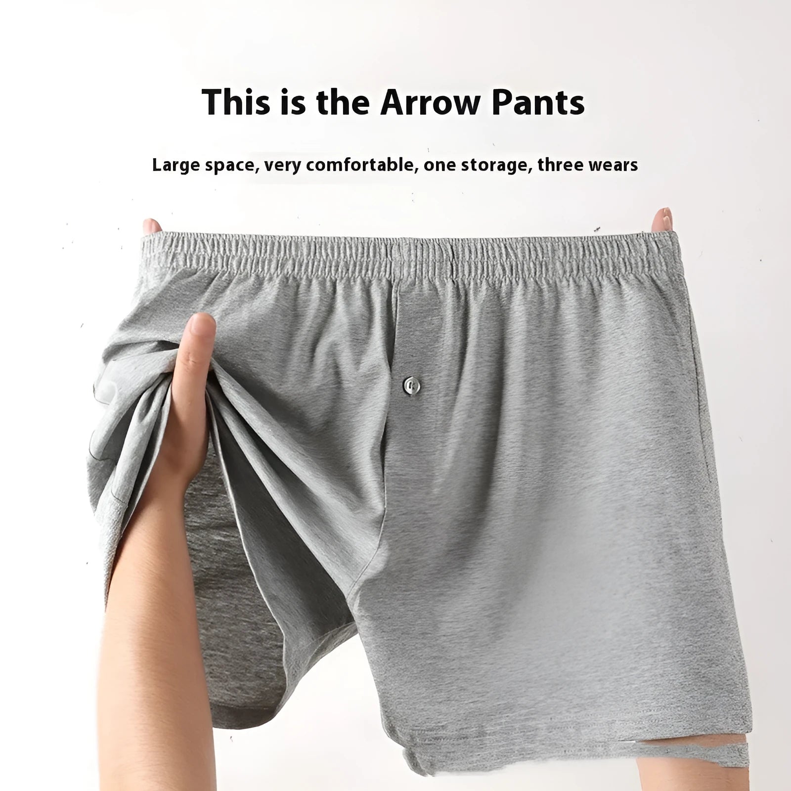 Men's high-waist cotton boxer shorts in light grey, navy blue, and black colours showing knitted fabric texture