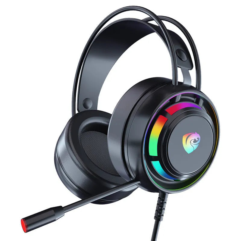Black head-mounted headphones with microphone, 50mm drivers, 2.2m cable, 3.5mm/USB connectivity options