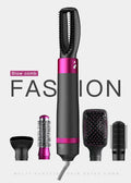 Grey 5-in-1 hot air comb curler hair dryer with 3 speed adjustment and US standard plug