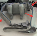 Grey elastic fabric USB neck and back massager with two gear settings and infrared function.