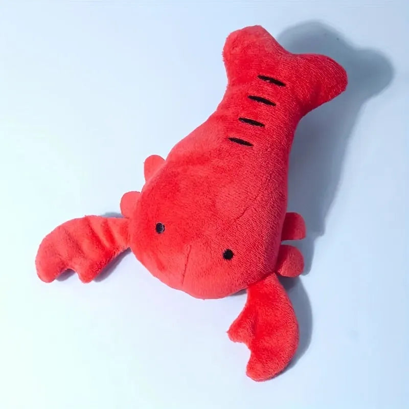 Red squeaky lobster stuffed dog toy measuring 12.5cm with detailed appendages