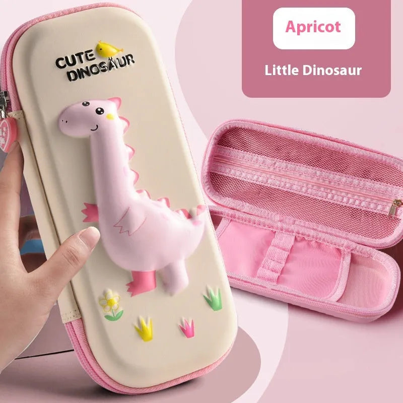 3D leather pencil case with zipper closure showing decorative space theme design