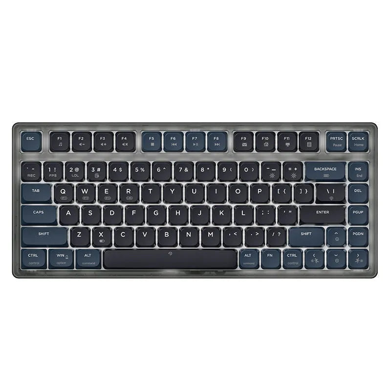 Ajazz AK832PRO mechanical keyboard with colour screen, green or tea colour options, and compact 81-key layout