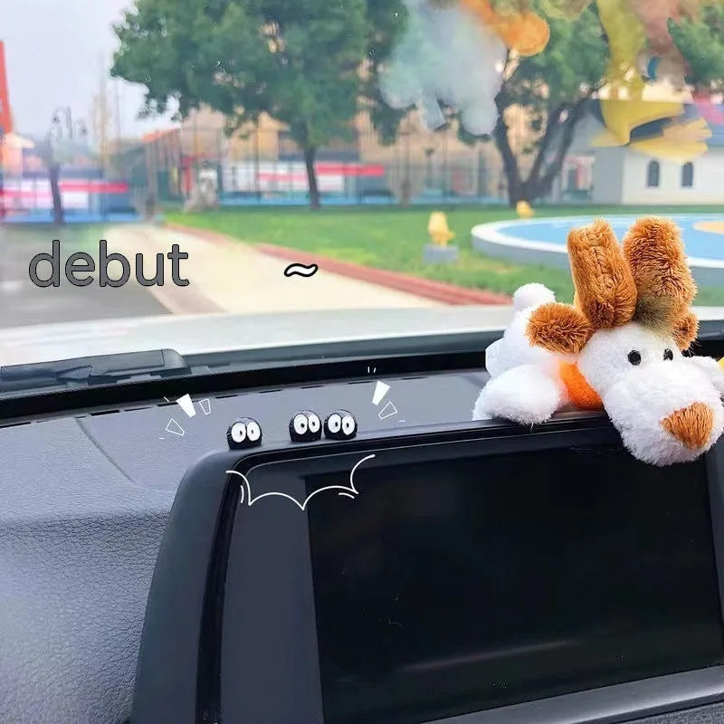 Small resin cartoon coal briquette decoration for car dashboard with traceless tape.