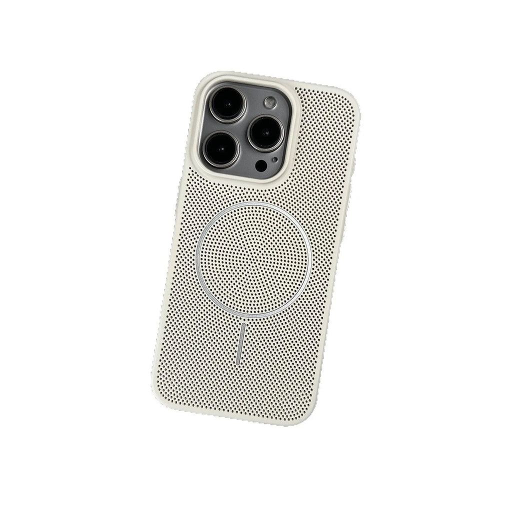 Thin frosted magnetic phone case for iPhone in multiple colours, showing shockproof and heat dissipating design.