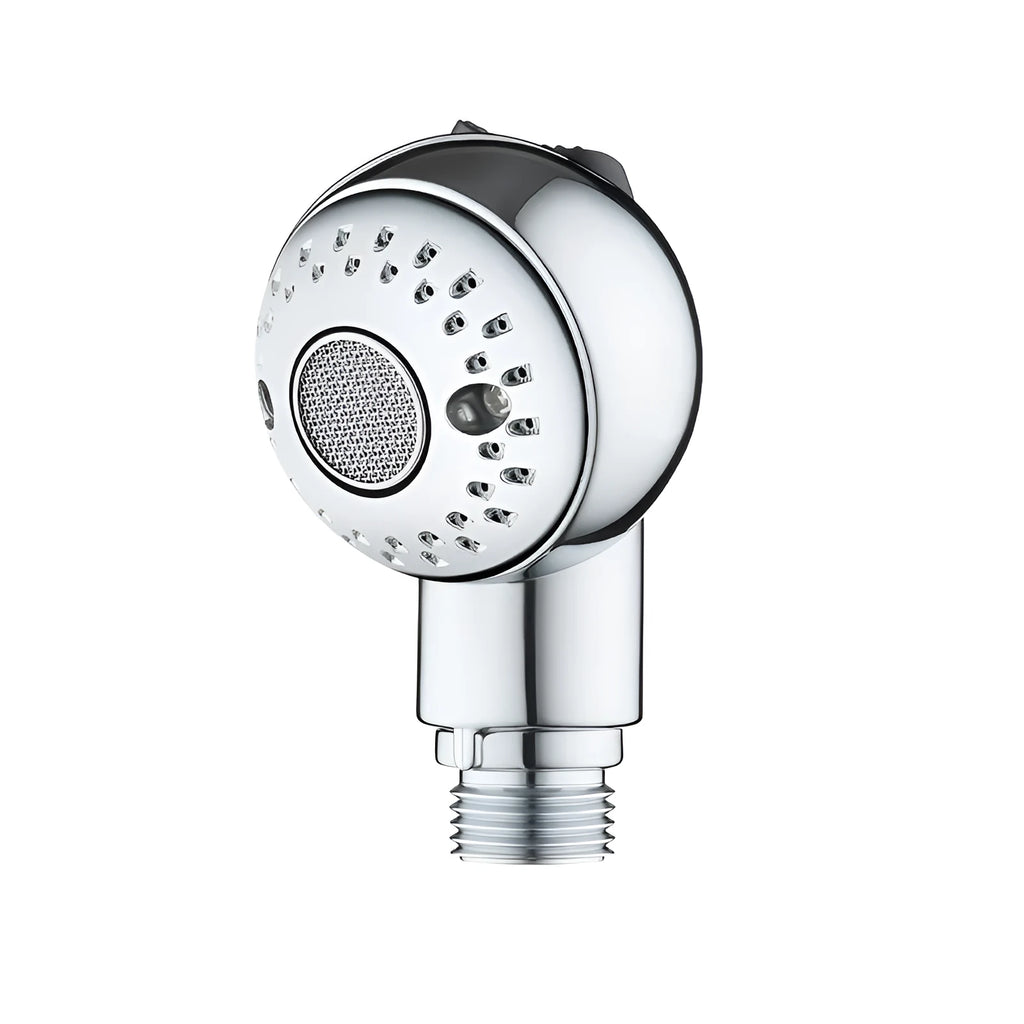 Silver ABS plastic handheld shower head for gentle pet and baby washing.