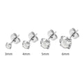 Titanium steel geometric zircon stud earrings in stainless steel with hypoallergenic properties and 2-8mm size options.